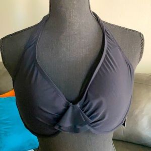 Profile brand halter bikini top. NWT. Black SZ 38D